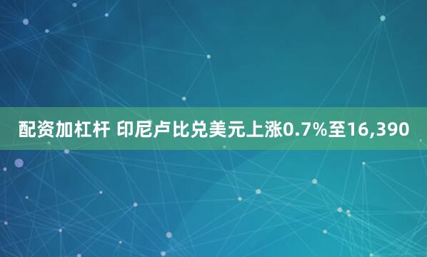 配资加杠杆 印尼卢比兑美元上涨0.7%至16,390